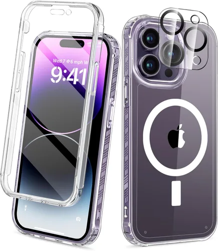 Miniatura 32 de Funda para iPhone 15 de cuerpo completo, protector de pantalla integrado, con protector de lente de cámara, [antiamarilleamiento], funda protectora