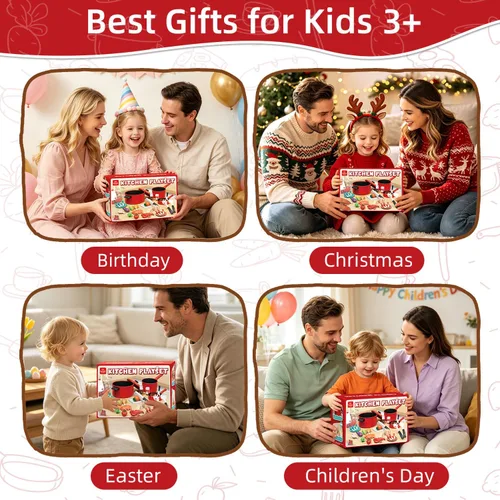 Miniatura 9 de Lehoo Castle Accesorios de Cocina de Juguete, Juegos de Ollas y Sartenes para Cocina de Niños, Juegos de Comida de Juguete para Niños, Set de Cocina