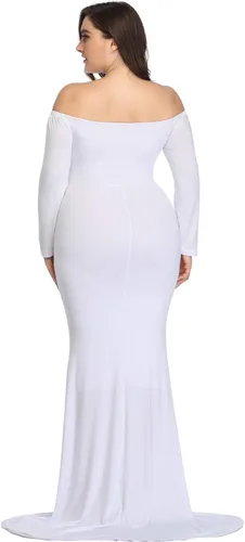 Miniatura 4 de YnimioAOX Vestido de sesión de fotos de maternidad de manga larga elegante maxi vestido de fotografía delgado vestidos elásticos