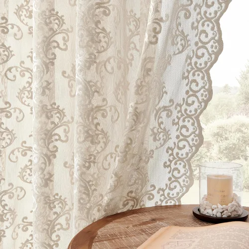 Miniatura 27 de Cortinas de encaje transparentes FOLKSIDE de 72 pulgadas de largo, juego de 2 cortinas florales victorianas de paisley para sala de estar, recámara