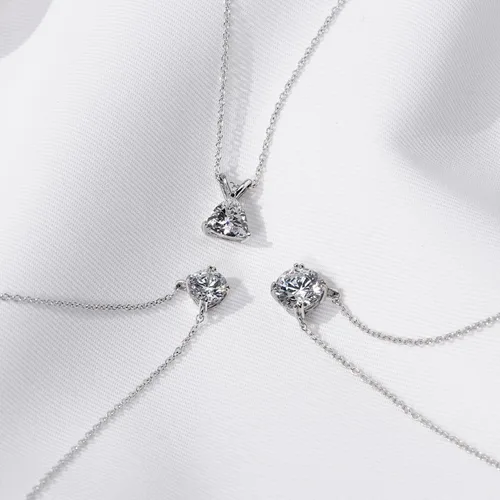 Miniatura 2 de Tienda Collection Platinum-Plated Sterling Silver Solitaire Pendant Neckalce made with Infinite Elements Cubic Zirconia, 16