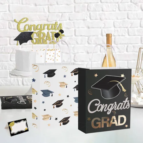Miniatura 6 de 12 bolsas de regalo para graduados, regalos de fiesta de graduación, bolsas de envoltura para decoración de suministros de fiesta temática
