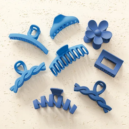 Miniatura 20 de Sunolga 8 pinzas para cabello para mujer, pinzas de garra con forma de flor para cabello grueso, accesorios para cabello antideslizantes