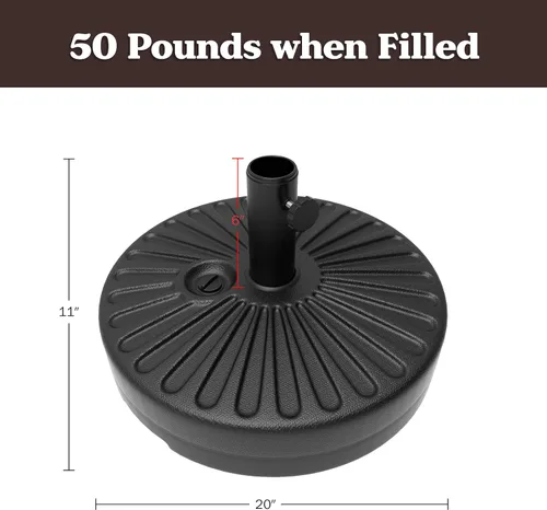 Miniatura 7 de Pure Garden - Soporte para paraguas – Base de sombrilla independiente rellenable de 50 libras – Llena de arena para uso al aire libre en cubiertas