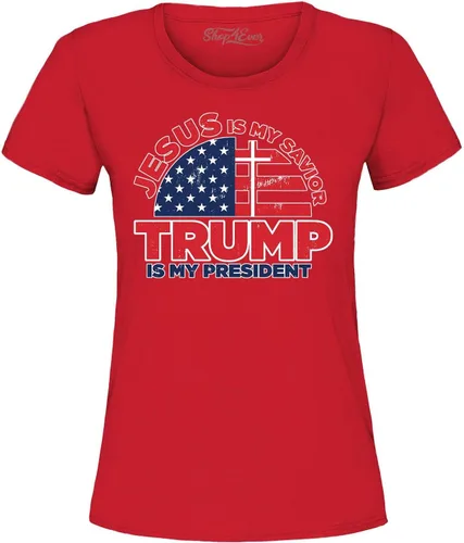 shop4ever Jesus is My Savior Trump is My President - Camiseta para mujer