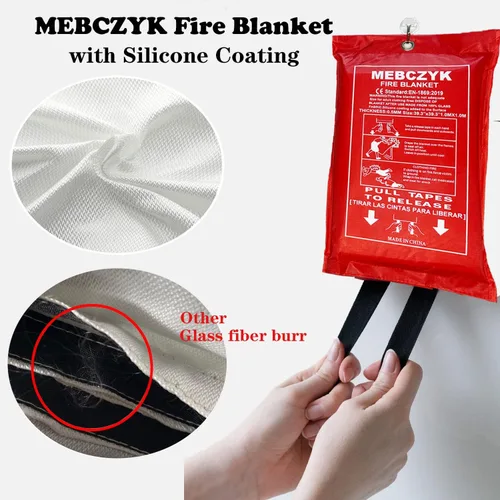 Miniatura 3 de Manta de emergencia para cocina con revestimiento de silicona. Manta ignífuga para el hogar para cocina, campamento, oficina, barbacoa, soldadura