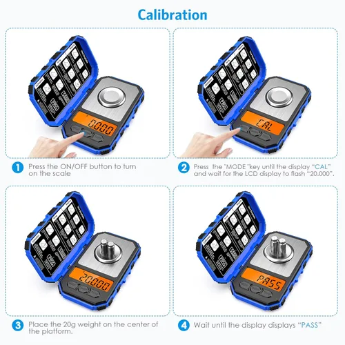 Miniatura 6 de AMIR Báscula digital de miligramo de 1.76 oz/0.00 oz, báscula portátil de joyería, báscula electrónica de bolsillo de alta precisión, LCD