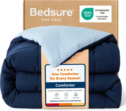 Miniatura 10 de Bedsure Edredones de edredón tamaño matrimonial, edredón acolchado alternativo, ultra suave y ligero, con 8 pestañas, lavable a máquina, 82 x 86