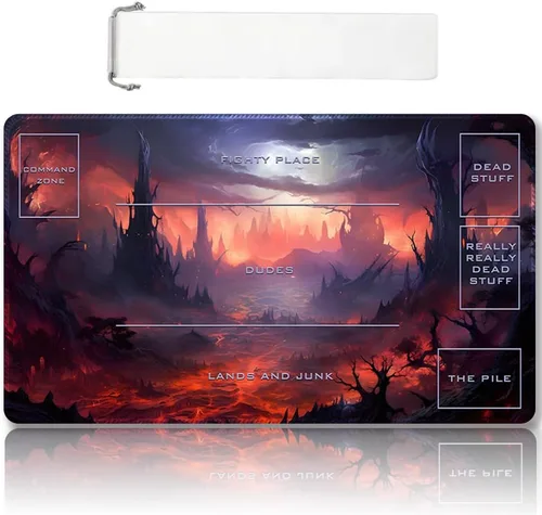 Miniatura 40 de Tapete de juego MTG cosido de alta calidad con zonas y respaldo de goma antideslizante, tapete de juego TCG para MTG y otros juegos de cartas, Dkt