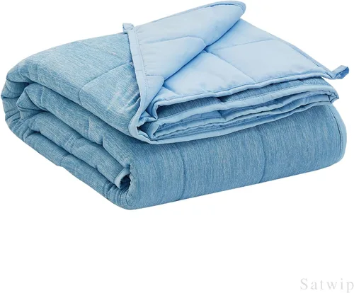Miniatura 10 de Satwip - Manta con peso de 10 libras tamaño individual, manta con peso refrescante para personas que duermen calientes, jersey de moiré fresco