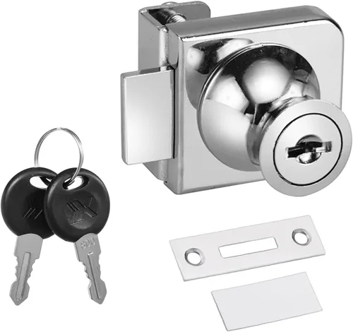 Cerradura de gabinete de joyería de aleación de zinc, cerradura de puerta de vidrio, puerta individual, 2 llaves para vidrio de 0.21-0.31 pulgadas,