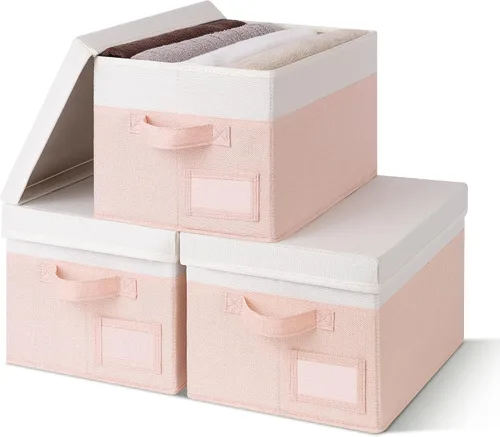 Miniatura 17 de GRANNY SAYS Cajas de tela con tapas, contenedores de almacenamiento con asas, contenedores de estante para organizar, cajas de almacenamiento extra
