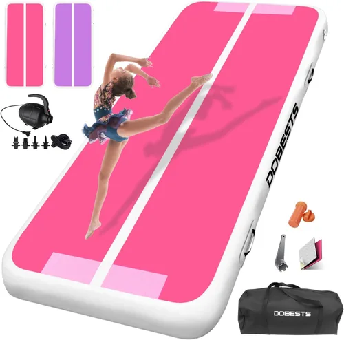 DOBESTS Colchoneta de Gimnasia Inflable Pista de Volteretas Colchoneta de Tumbling 6.6ft/10ft/13ft/16ft/20ft, para Uso Doméstico Entrenamiento Yoga