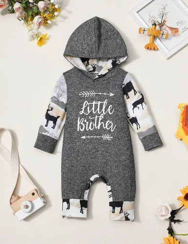 Miniatura 4 de Ropa de bebé niño, estampado de letras de manga larga mameluco ropa de bebé para niño
