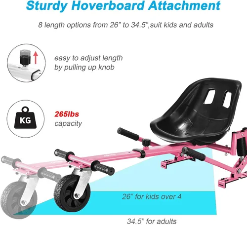 Miniatura 3 de Accesorio de asiento para aeropatineta con amortiguadores duales y rueda todoterreno de 6 pulgadas, accesorio de Go Kart de capacidad de 265 libras