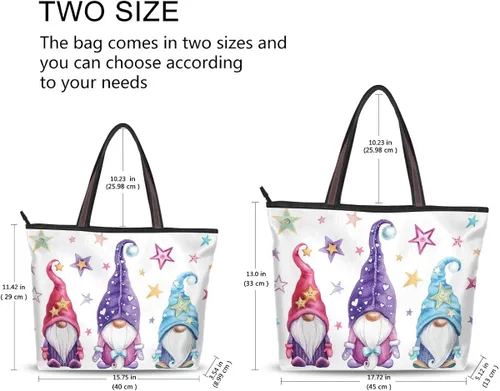 Miniatura 2 de QMXO - Bolso de mano con diseño de gnomos mágicos y estrellas, para mujer, bolsa de mano de gran capacidad con asa superior