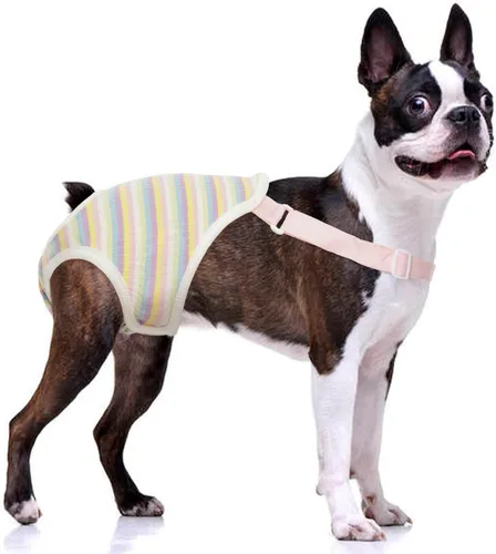 Miniatura 7 de QBLEEV Pañales para perras, bragas sanitarias lavables con tirantes ajustables, pañales reutilizables para cachorros, lindas bragas de período