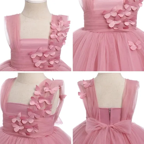Miniatura 5 de Vestido de mariposa para niña pequeña, sin mangas, vestido de tul de mariposa, vestidos de cumpleaños, concursos de boda, fiesta, vestidos altos