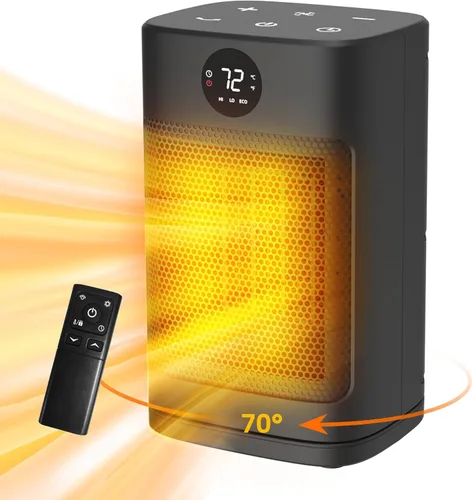 Calentadores de espacio para uso en interiores, calentadores portátiles de 1500 W con control remoto y pantalla LED, calentador eléctrico de