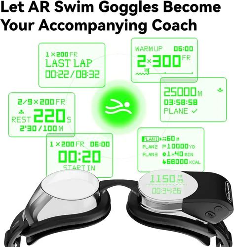 Miniatura 3 de Holoswim Smart Swim Goggles, 2GO Swimming Goggles, AR Real-time Display, AI Data Analysis, Anti-fog IPX8, Stroke Recognition