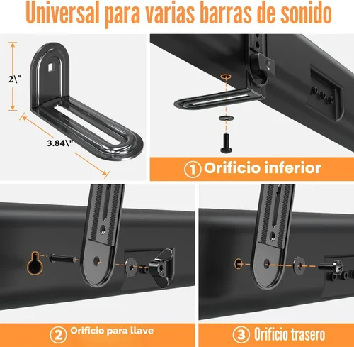 Miniatura 5 de ELIVED Soporte para barra de sonido, soporte de TV para barra de sonido, para montaje encima o debajo de TV, se adapta a la mayoría de barras