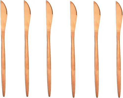Miniatura 7 de Cuchara moderna con manchas de cobre, 6 piezas de acero inoxidable 304 color oro rosa mate, cuchara de postre de 7.2 pulgadas, vajilla