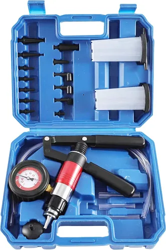 Yonligonju 23PCS Kit de Prueba de Bomba de Vacío de Mano Purgador de Frenos Kit de Herramientas de Purga de Sistema de Frenos con Adaptadores y 2