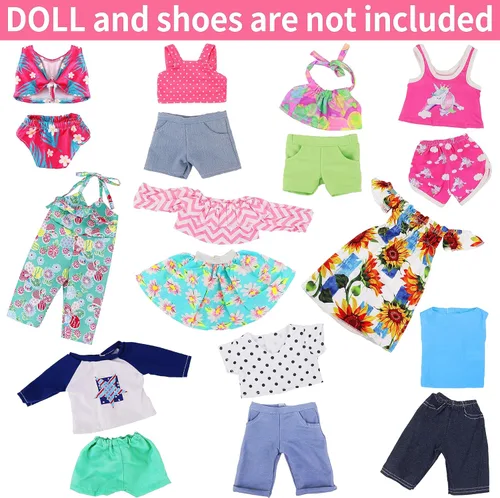 Miniatura 2 de Ecore Fun 10 Sets Ropa de Muñeca Americana de 18 Pulgadas - 18 piezas de Ropa de Muñeca, Trajes de Muñeca, Vestidos, Trajes de Baño, Monos, Mallas