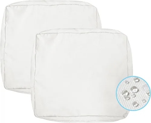 VAKADO Juego de 6 fundas de cojín decorativas de repuesto impermeables para exteriores, para jardín, banco, porche, sofá, tienda de campaña (blanco,