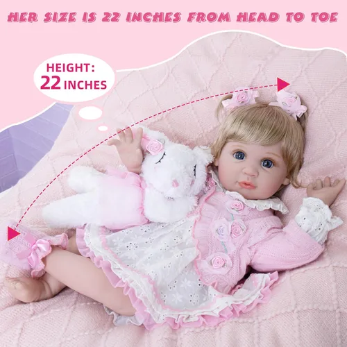 Miniatura 6 de Muñecas de Bebé Reborn Realistas - Muñeca de Bebé Realista de 22 pulgadas Flexible y Suave con Accesorios de Juguete de Alimentación Bebé Niña