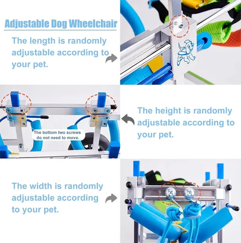 Miniatura 2 de Silla de ruedas para perros, carrito de apoyo completo para discapacitados, patas delanteras/traseras, ajustable para silla de ruedas para mascotas