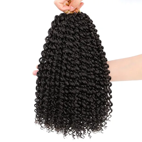 Miniatura 36 de Dansama - 7 paquetes de extensiones de cabello trenzado ondulado Passion Twist, extensiones de cabello de trenzas con ganchillo estilo mariposa, #1B