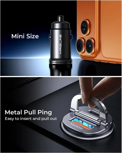 Miniatura 4 de MRGLAS [Paquete de 2] Cargador de coche USB C de 125 W, mini adaptador de coche USB C de metal de carga rápida PD65W y QC60W de doble puerto tipo C