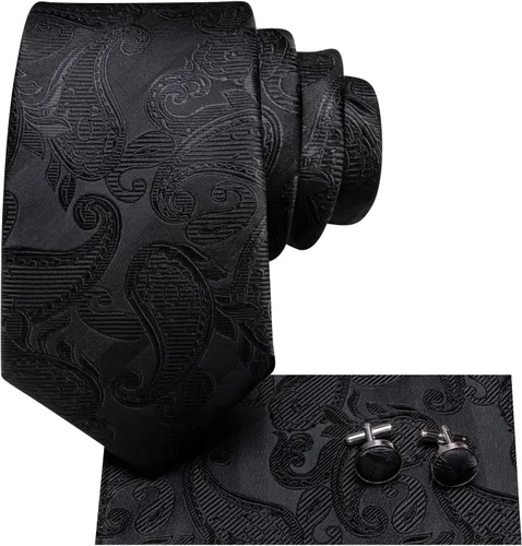 Miniatura 266 de Hi-Tie Corbatas de seda para hombre, diseño de cachemira a rayas, con bolsillo, gemelos cuadrados, conjunto formal de negocios