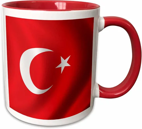 Miniatura 8 de 3dRose (mug_155075_4) Bandera de la bandera de Turquía país nacional turco ondeando media luna - Taza negra de dos tonos, 11 oz Negro