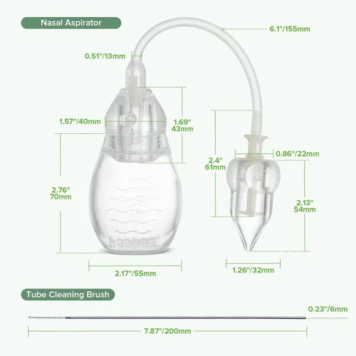 Miniatura 8 de haakaa Aspirador nasal de silicona para bebé – Lechón de nariz de bebé, aspirador nasal de cuello de cisne con válvula anti-retorno, limpiador