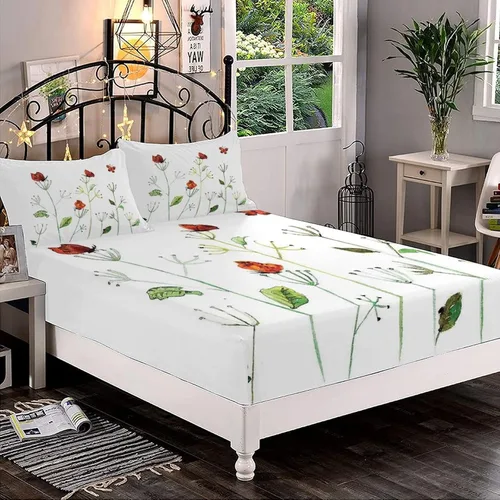 Miniatura 50 de Juego de sábanas decorativas tamaño individual XL, juego de sábanas bajeras con bolsillos profundos de cactus y 2 fundas de almohada