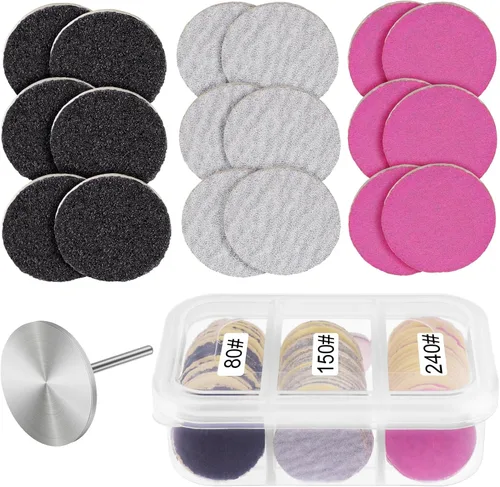 Miniatura 8 de Discos de papel de lija con broca de metal para uñas, discos de papel de lija de 0.984 in, discos de papel de lija para manicura y pedicura, #80 #