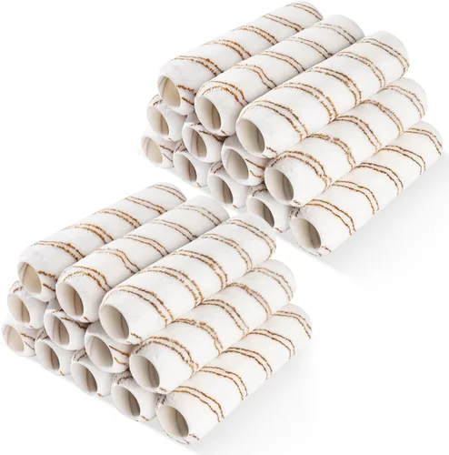 Miniatura 13 de Mister Rui - Fundas de rodillo de pintura de microfibra, paquete de 20 unidades de 10 cm de fundas de rodillo de microfibra con marco de rodillo