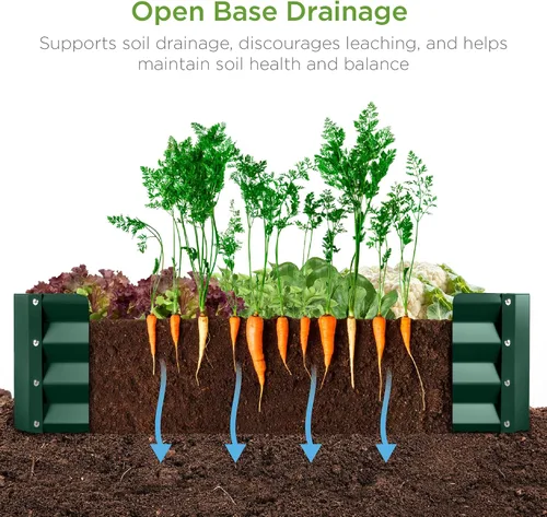 Miniatura 4 de Best Choice Products Caja de jardinera elevada de metal para exteriores de 6x3x1 pies para vegetales, flores, hierbas y suculentas - Verde oscuro