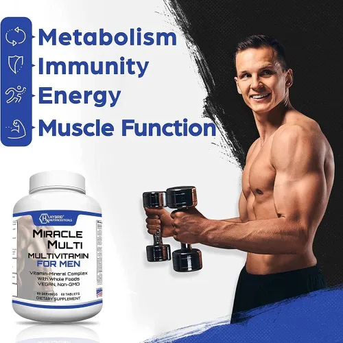 Miniatura 2 de MiracleMulti Best Multivitamínico para hombres, suplemento vitamínico y mineral con probióticos, mezcla de enzimas superalimentarias: apoyo