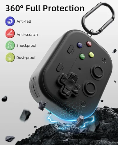 Miniatura 4 de TiMOVO Funda para AirPods Pro 3 (2025) con clip de bloqueo seguro, cubierta protectora a prueba de golpes de concha dura con diseño de consola