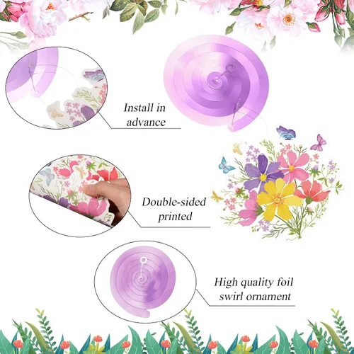Miniatura 4 de Sumind 30 piezas de decoración de fiesta de flores de mariposa colgantes en espiral primavera verano mariposa Vbs decoraciones de techo para baby
