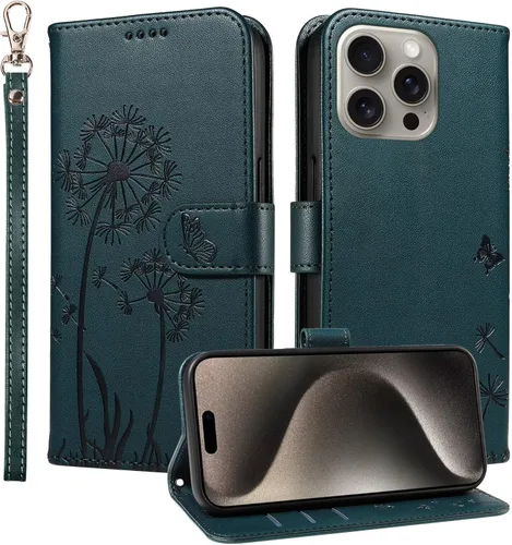 Miniatura 7 de Flip Case for Motorola Moto E22 / E22i, with Stand/Wrist Strap/Card Slots Function, Flower Embossed PU Leather Wallet Folio Case, Magnetic Blue