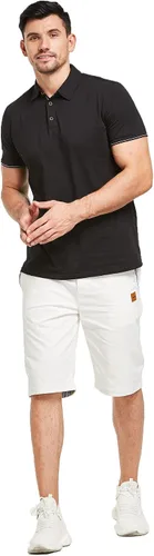 Miniatura 2 de JustSun Pantalones cortos casuales de algodón para hombre, ajuste clásico, con cintura elástica y bolsillos