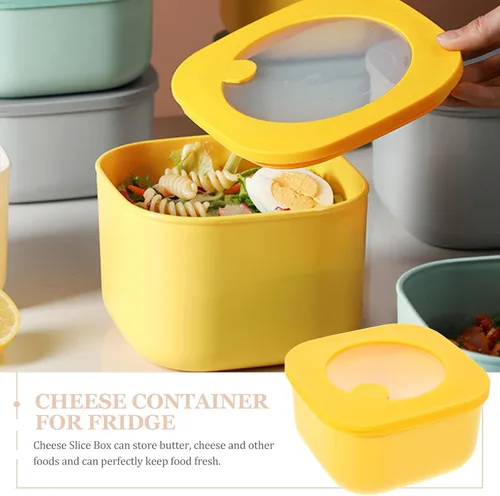 Miniatura 4 de Kichvoe Contenedor de almacenamiento de rebanadas de queso de 4.72 x 2.67 pulgadas, soporte para mantequilla con tapa para refrigerador, alimentos