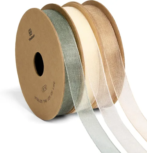 Miniatura 7 de Vitalizart - 3/8" x 90 yardas de cinta de organza, juego de 9 rollos x 10 yardas de cinta transparente para envolver regalos, manualidades, lazos