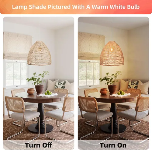 Miniatura 3 de Arturesthome Lámpara colgante de ratán, lámpara de mimbre estilo bohemio, cesta de techo, lámpara colgante grande de tejido natural para fregadero