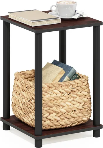 Miniatura 26 de Furinno JUST - Mesa auxiliar moderna de 3 niveles con estación de carga, mesita de noche de fácil montaje, mesita de noche con puerto USB y tipo C