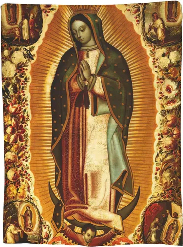 Miniatura 2 de Manta de forro polar matrimonial con diseño de Virgen María y Virgen de Guadalupe y religiosa mexicana católica, manta de franela para dormitorio